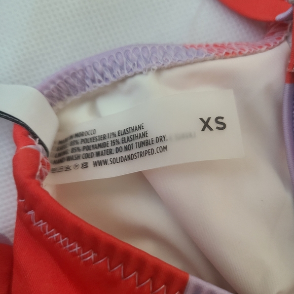 Solid & Striped The Rachel Bikini Top in Lavender Red Stripe - Picture 8 of 9